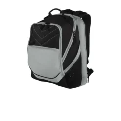 Port Authority® Xcape™ Computer Backpack -Travel Storage Store 3447 BlackGrey 1 BG100BlackGreyFlatBack 1200W 550x550h.jpg