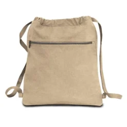 Seaside Cotton Pigment Dyed Drawstring Bag -Travel Storage Store 8877 Khaki Zoom 550x550.jpg
