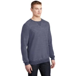 JERZEES ® Snow Heather French Terry Raglan Crew -Travel Storage Store 91M navy model 3q 550x550.jpg