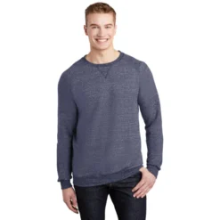 JERZEES ® Snow Heather French Terry Raglan Crew -Travel Storage Store 91M navy model front 550x550.jpg