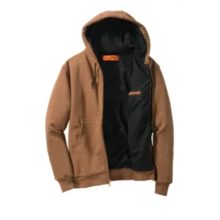 CornerStone® - Heavyweight Full-Zip Hooded Sweatshirt With Thermal Lining -Travel Storage Store CS620 duckbrown flat hero GA18 550x550.jpg
