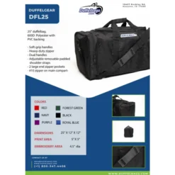 DuffelGear 25" Sport Duffel 22 DuffelGear 25" Sport Duffel -Travel Storage Store DFL25 550x550h.jpg