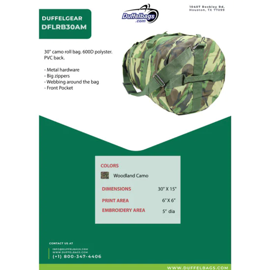 DuffelGear Large Camo Roll Duffel 30" 3 DuffelGear Large Camo Roll Duffel 30" - Image 3