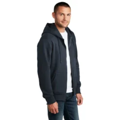 District® Perfect Weight® Fleece Full-Zip Hoodie -Travel Storage Store DT1103 newnavy model 3q 550x550.jpg