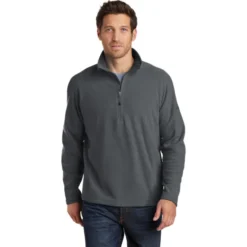 Eddie Bauer®1/2-Zip Microfleece Jacket -Travel Storage Store EB226 greysteel model front 042015 550x550.jpg