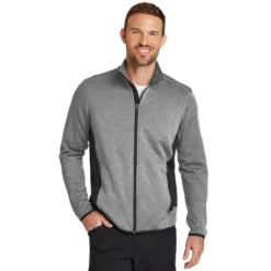Eddie Bauer® Full-Zip Heather Stretch Fleece Jacket -Travel Storage Store EB238 greyhthr model front 052016 550x550.jpg