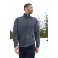 Eddie Bauer ® Smooth Fleece Base Layer Full-Zip -Travel Storage Store EB246 irongate model front GA20 550x550.jpg