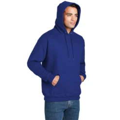 Hanes® Ultimate Cotton® - Pullover Hooded Sweatshirt -Travel Storage Store F170 deeproyal model hood 550x550.jpg