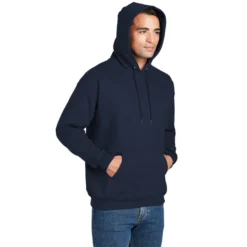 Hanes® Ultimate Cotton® - Pullover Hooded Sweatshirt -Travel Storage Store F170 navy model hood 550x550.jpg