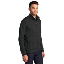 Port Authority® Sweater Fleece Jacket 12 Port Authority® Sweater Fleece Jacket -Travel Storage Store F232 blackheather model 3q 550x550.jpg