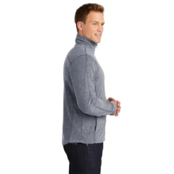 Port Authority® Heather Microfleece Full-Zip Jacket -Travel Storage Store F235 truenavyheather model side 550x550.jpg