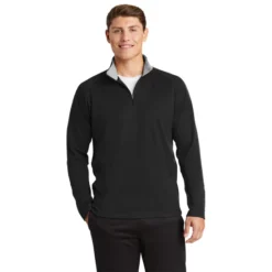 Sport-Tek® Sport-Wick® Fleece 1/4-Zip Pullover 15 Sport-Tek® Sport-Wick® Fleece 1/4-Zip Pullover -Travel Storage Store F243 blacksilver model front 550x550.jpg