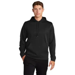 Sport-Tek® Sport-Wick® Fleece Hooded Pullover -Travel Storage Store F244 black model front 550x550.jpg