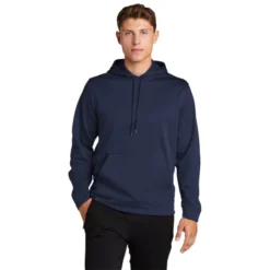 Sport-Tek® Sport-Wick® Fleece Hooded Pullover -Travel Storage Store F244 navy model front 550x550.jpg