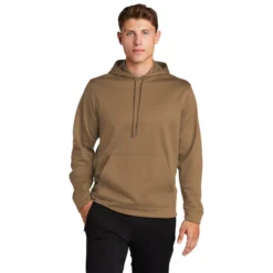 Sport-Tek® Sport-Wick® Fleece Hooded Pullover -Travel Storage Store F244 woodlandbrown model front 550x550.jpg
