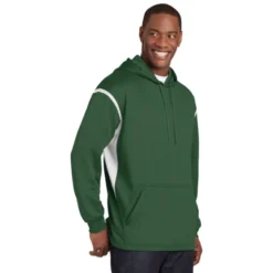 Sport-Tek® Tech Fleece Colorblock Hooded Sweatshirt -Travel Storage Store F246 forestgreenWhite model 3q 042015 550x550.jpg
