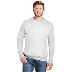 Hanes® Ultimate Cotton® - Crewneck Sweatshirt -Travel Storage Store F260 white model front 550x550.jpg