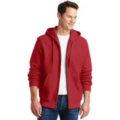 Sport-Tek® Super Heavyweight Full-Zip Hooded Sweatshirt -Travel Storage Store F282 red model open 032017 550x550.jpg
