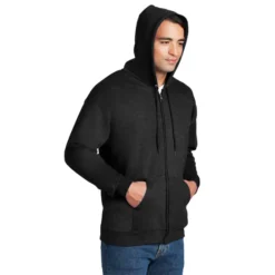 Hanes® Ultimate Cotton® - Full-Zip Hooded Sweatshirt -Travel Storage Store F283 charcoalheather model hood 550x550.jpg