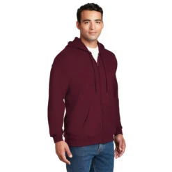 Hanes® Ultimate Cotton® - Full-Zip Hooded Sweatshirt -Travel Storage Store F283 maroon model 3q 550x550.jpg