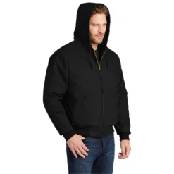 CornerStone® Tall Duck Cloth Hooded Work Jacket -Travel Storage Store J763H black model hood 550x550.jpg