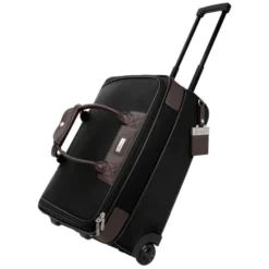 Terni Brown Leather/Black Twill Nylon Trolley Bag