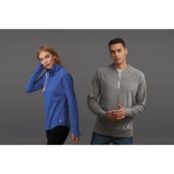 New Era ® Sueded Cotton Blend 1/4-Zip Pullover -Travel Storage Store LNEA123 NEA123 royalheather shadowgreyheather model GA20 550x550.jpg