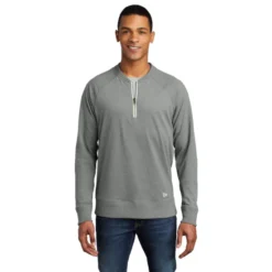 New Era ® Sueded Cotton Blend 1/4-Zip Pullover -Travel Storage Store NEA123 shadowgreyheather model front 550x550.jpg