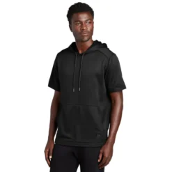 New Era ® Performance Terry Short Sleeve Hoodie -Travel Storage Store NEA533 black model 3q 550x550.jpg