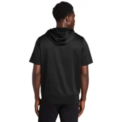 New Era ® Performance Terry Short Sleeve Hoodie -Travel Storage Store NEA533 black model back 550x550.jpg