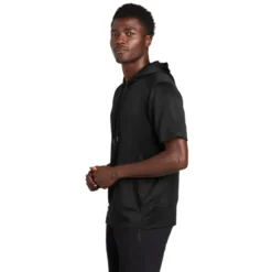 New Era ® Performance Terry Short Sleeve Hoodie -Travel Storage Store NEA533 black model side 550x550.jpg