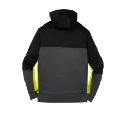 Sport-Tek® Tech Fleece Colorblock Full-Zip Hooded Jacket -Travel Storage Store ST245 Blackgraphiteheathercitron flat back 550x550.jpg