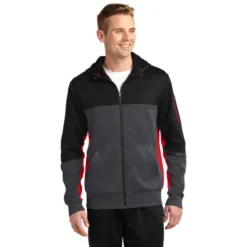 Sport-Tek® Tech Fleece Colorblock Full-Zip Hooded Jacket