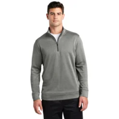 Sport-Tek ® PosiCharge ® Sport-Wick ® Heather Fleece 1/4-Zip Pullover -Travel Storage Store ST263 blackheather model front 012019 550x550.jpg