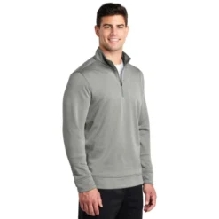 Sport-Tek ® PosiCharge ® Sport-Wick ® Heather Fleece 1/4-Zip Pullover -Travel Storage Store ST263 darksilverhealther model 3q 012019 550x550.jpg