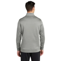 Sport-Tek ® PosiCharge ® Sport-Wick ® Heather Fleece 1/4-Zip Pullover -Travel Storage Store ST263 darksilverhealther model back 012019 550x550.jpg