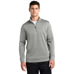 Sport-Tek ® PosiCharge ® Sport-Wick ® Heather Fleece 1/4-Zip Pullover -Travel Storage Store ST263 darksilverhealther model front 012019 550x550.jpg