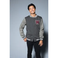Sport-Tek® Fleece Letterman Jacket -Travel Storage Store ST270 graphite heather vintage heather model 550x550.jpg