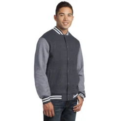 Sport-Tek® Fleece Letterman Jacket -Travel Storage Store ST270 graphitehthrvntghthr model 3q 112013 550x550.jpg