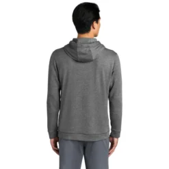 Sport-Tek ® PosiCharge ® Tri-Blend Wicking Fleece Hooded Pullover -Travel Storage Store ST296 darkgreyheather model back 012019 550x550.jpg