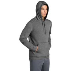 Sport-Tek ® PosiCharge ® Tri-Blend Wicking Fleece Hooded Pullover -Travel Storage Store ST296 darkgreyheather model hood 012019 550x550.jpg