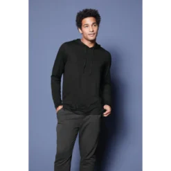 Sport-Tek ® PosiCharge ® Tri-Blend Wicking Long Sleeve Hoodie -Travel Storage Store ST406 blacktriadsolid model lifestyle GA20 550x550.jpg