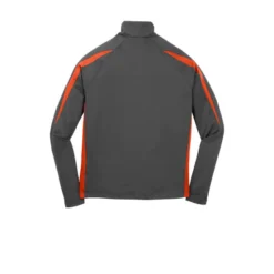 Sport-Tek® Sport-Wick® Stretch 1/2-Zip Colorblock Pullover -Travel Storage Store ST851 charcoalgreydeeporange flat back 550x550.jpg