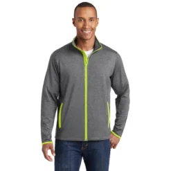 Sport-Tek® Sport-Wick® Stretch Contrast Full-Zip Jacket 18 Sport-Tek® Sport-Wick® Stretch Contrast Full-Zip Jacket -Travel Storage Store ST853 chrclgreyhthrchrggrn model front 042015 550x550.jpg