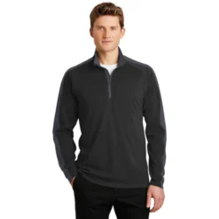 Sport-Tek® Sport-Wick® Textured Colorblock 1/4-Zip Pullover -Travel Storage Store ST861 Blackirongrey model front 052016 550x550.jpg